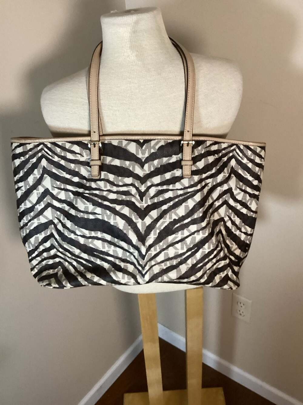 Michael Kors Zebra Print Logo Tote Bag - Picture 5 of 7
